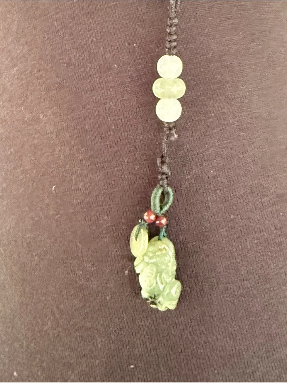 Hand-Carved Icy Jade Pendant Necklace in Green and Cream